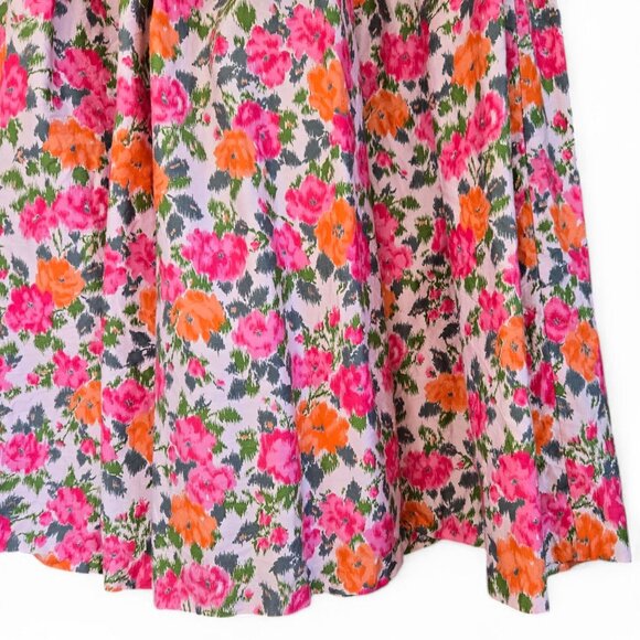 Vintage Floral Maxi Skirt Handmade Gathered Waist Pink & Orange Pattern - Picture 6 of 7